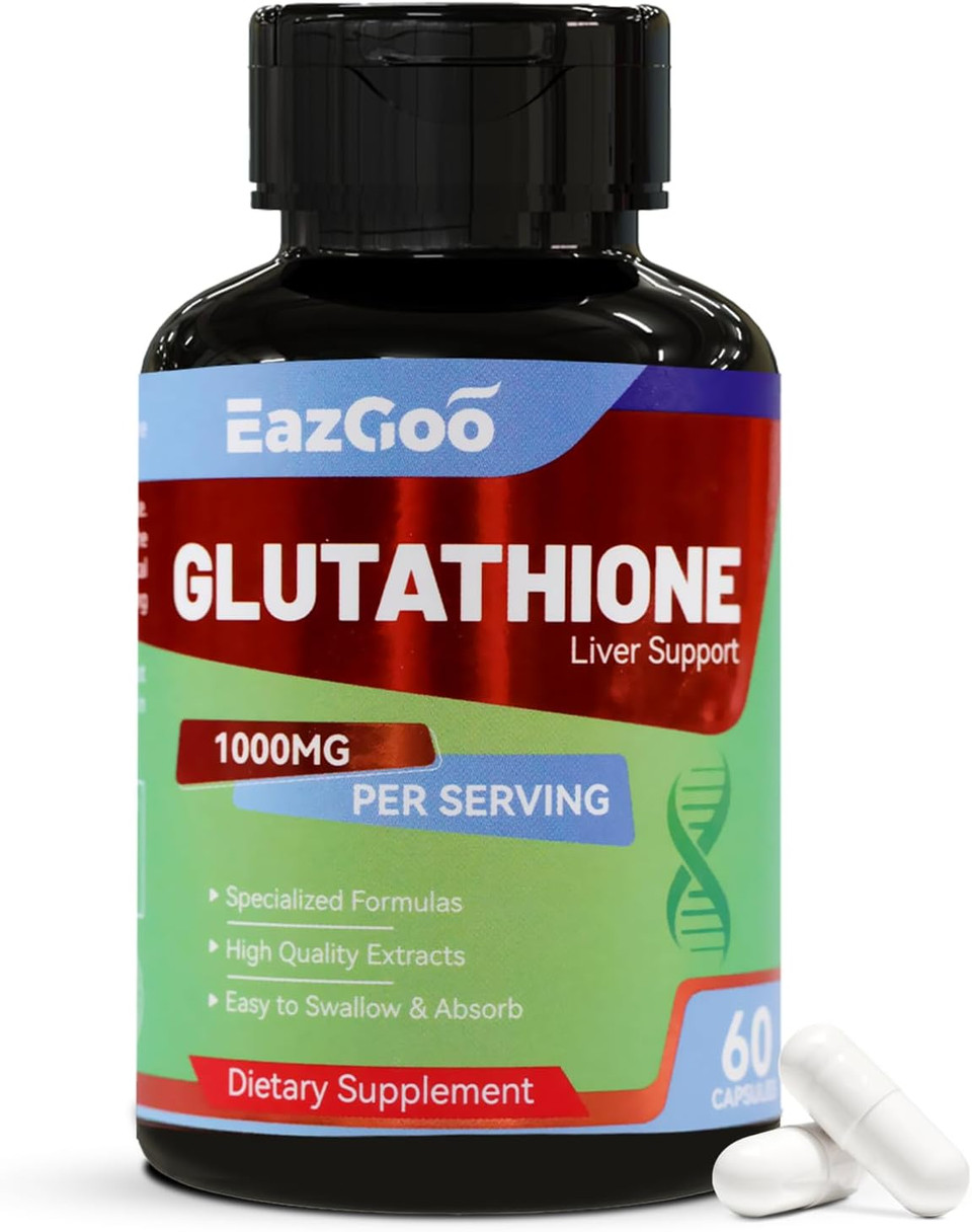 Glutathione Supplement 1000Mg Antioxidant Supplement - Premium Vegan Formula For Immune Support, Skin Brightening & Liver Detox  Allergen-Free, Non-Gmo, Effective Wellness Boost (60 Capsules)
