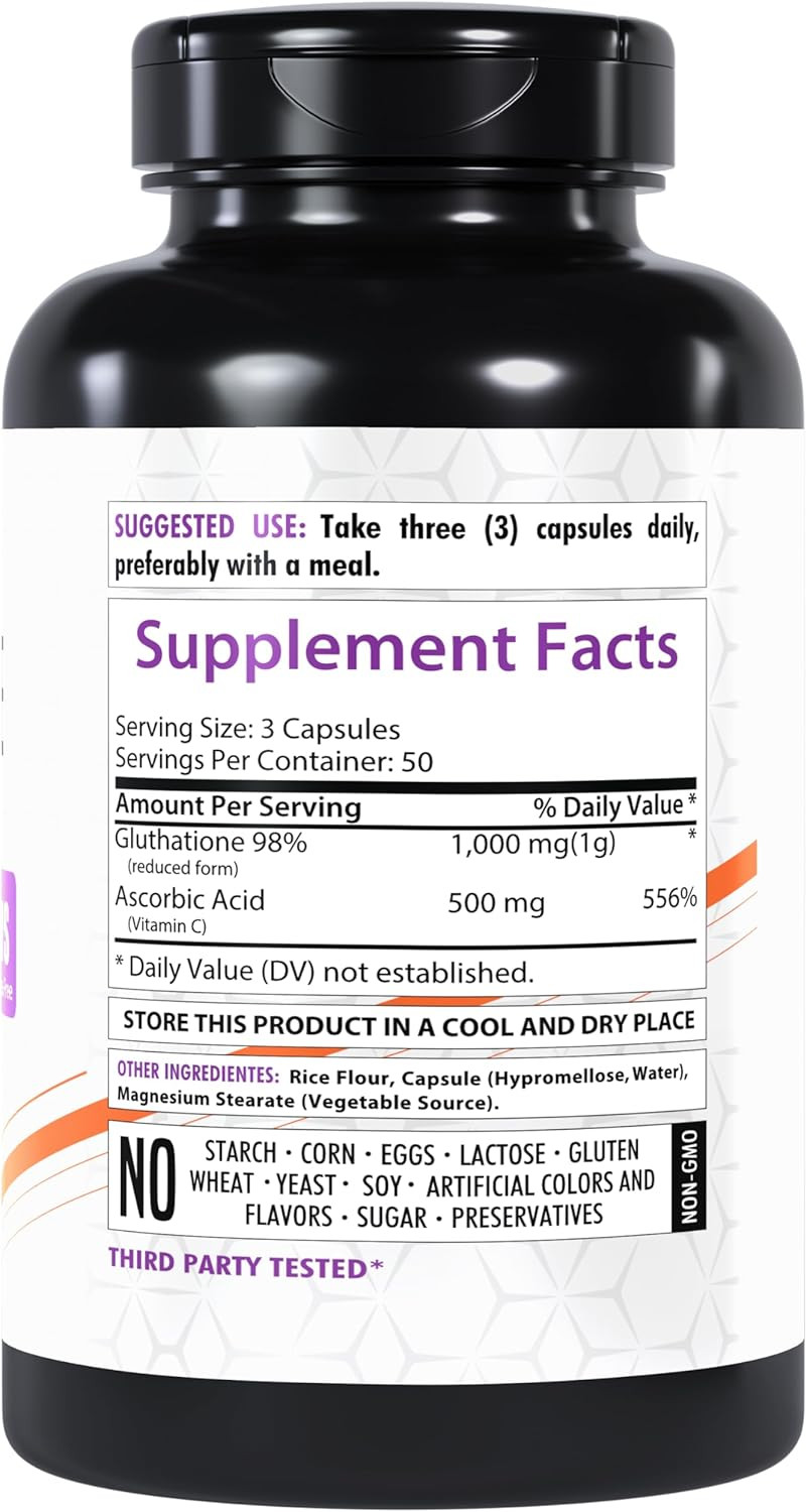 Glutathione Supplement, 1000Mg | 150 Veg Capsules | Non-Gmo | Gluten-Free| Made In Usa