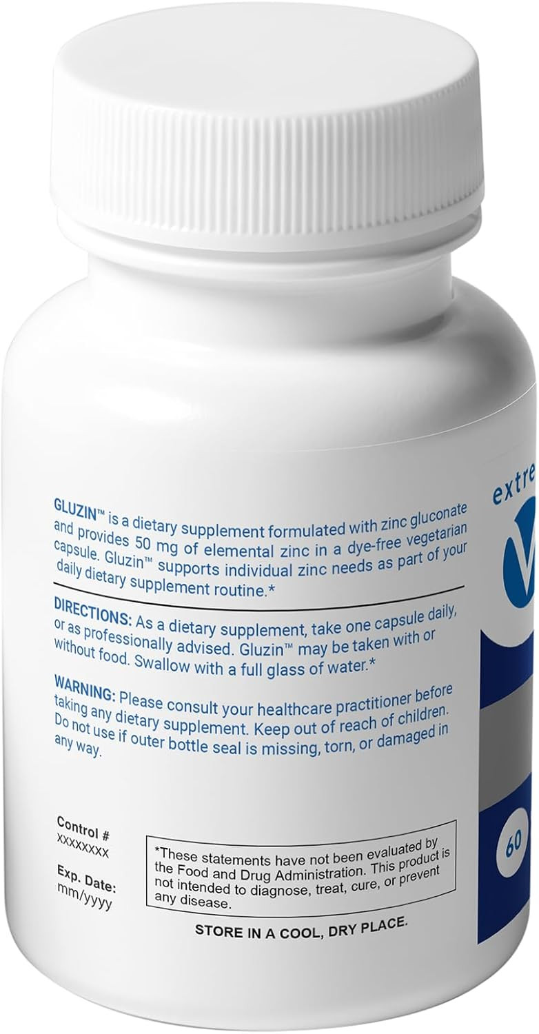 Gluzin Otc Zinc - Zinc Gluconate 50Mg, (2 Bottles - 120 Capsules)