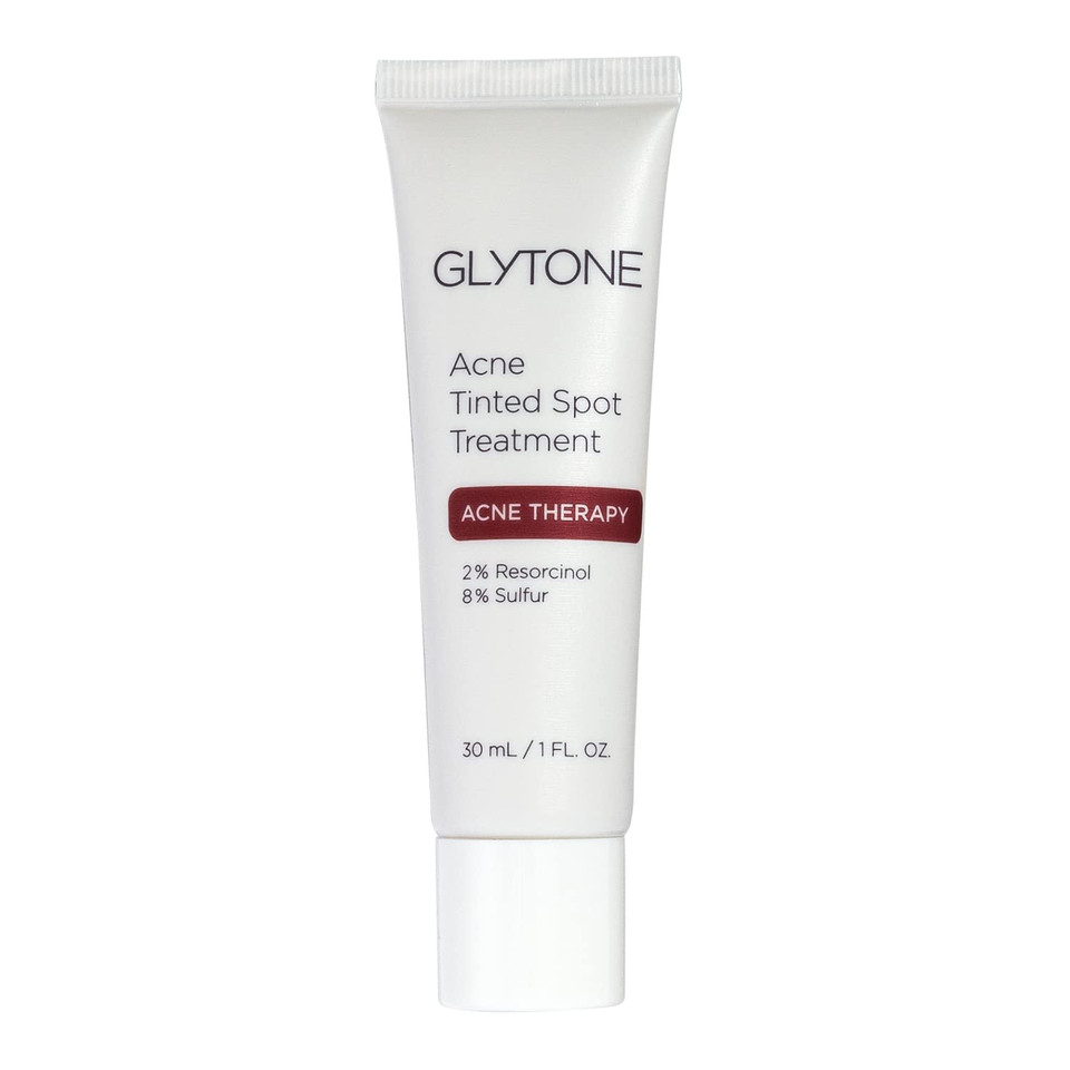 Glytone Acne Tinted Spot Treatment | Acne Cream With 8% Sulfur & 2% Resorcinol | Fast Acting Blemish Spot Treatment For Face | Clears Breakout & Unclog Pores | Blemish Concealer | 1 Fl Oz