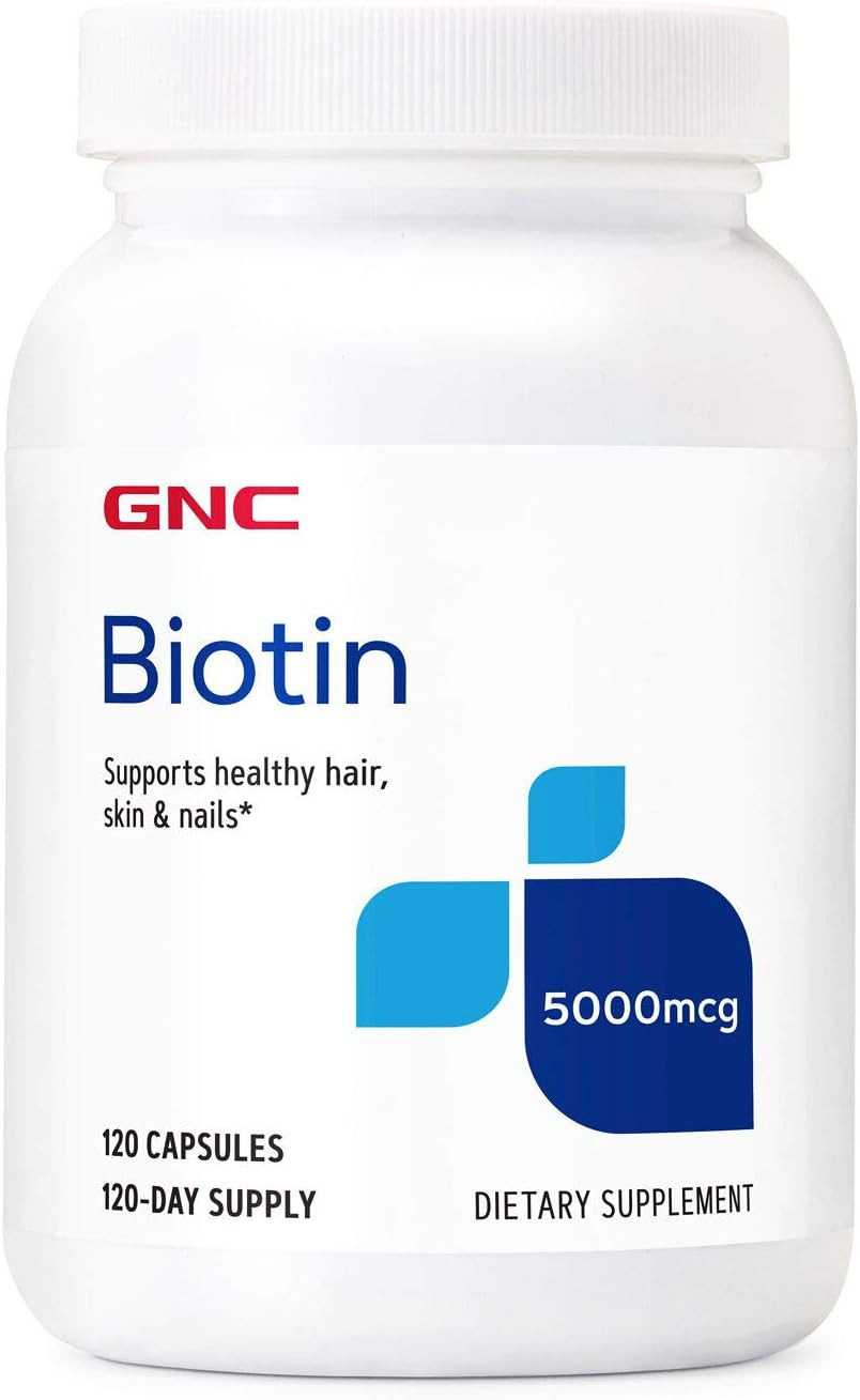 Gnc Biotin 5000Mcg Supplement, Supports Healthy Hair, Skin And Nails, 120 Servings