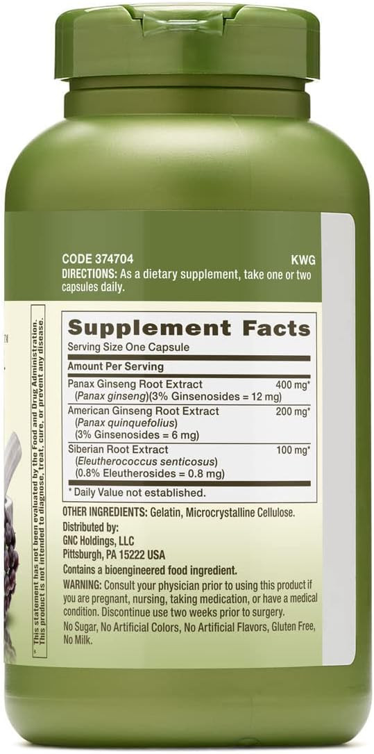 Gnc Herbal Plus Triple Ginsa Supplement, Supports Vitality, 100 Servings