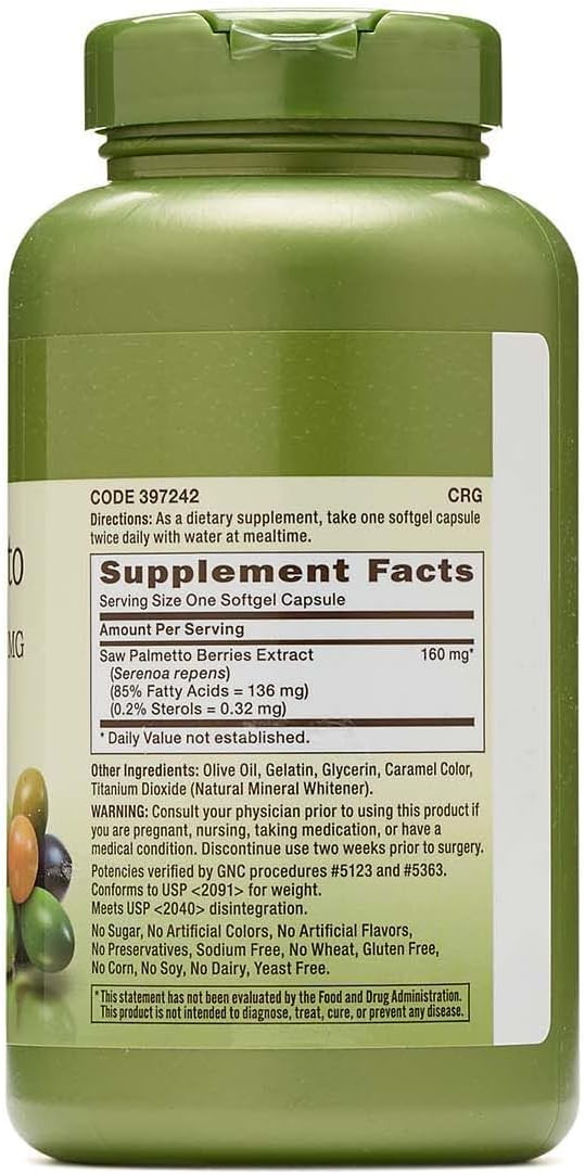 Gnc Herbal Saw Palmetto Extract 160Mg Supplement, 200 Servings