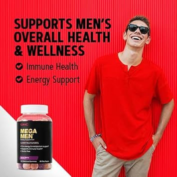 Gnc Mega Men Multivitamin Gummy, Energy, Metabolism, & Immune Support, Mixed Berry, 120 Count