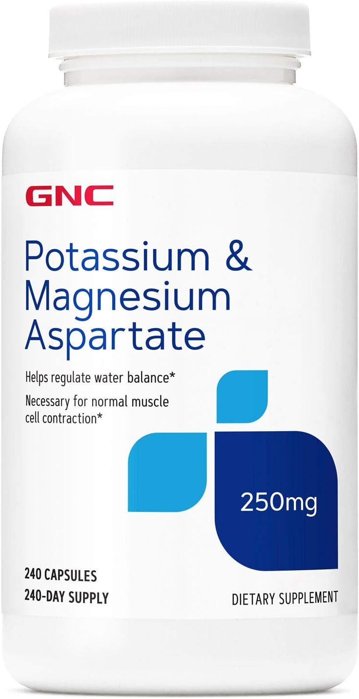 Gnc Potassium And Magnesium Aspartate 250Mg Supplement, Helps Regulate Water Balance, 240 Servings