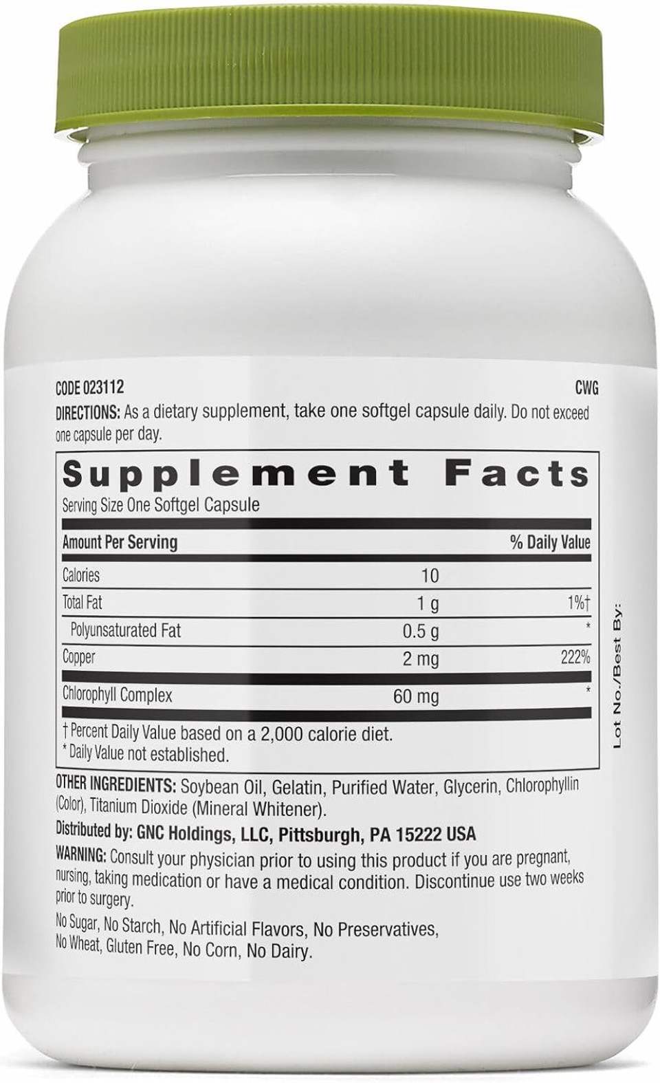 Gnc Superfoods Triple Chlorophyll, 90 Softgels