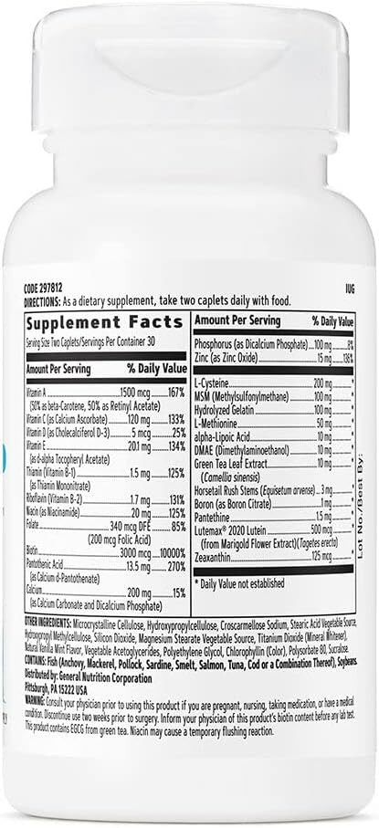 Gnc Women'S Hair, Skin & Nails | Daily Multivitamin Blend | Biotin (3,000 Mcg), Hyaluronic Acid, Vitamins C & E With Niacin | Added Antioxidants | Supports Womens Health And Beauty | 60 Caplets