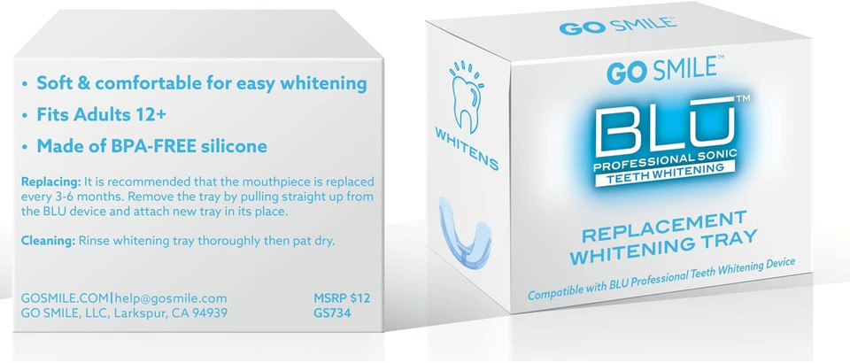 Go Smile Sonic Blu Hands-Free Sonic Toothbrush Replacement Silicone Whitening Tray - Use With Blue Light Foaming Toothpaste Or Teeth Whitening Gel For Gentle Whitening With No Tooth Sensitivity, 1 Ct