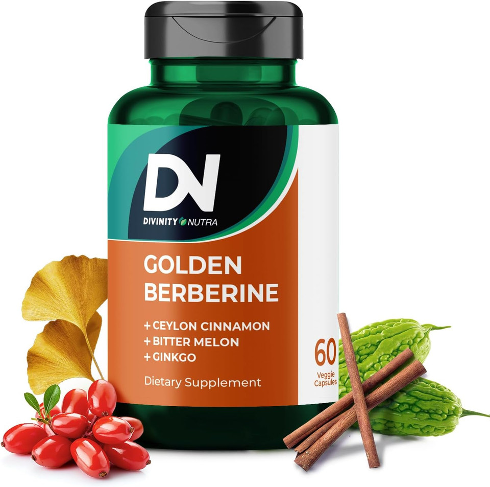 Golden Berberine Supplement With Bitter Melon, Ginkgo Biloba And Ceylon Cinnamon, Vegan, Made In Usa Berberine Capsules For Women And Men 3 Bottles, 60 Capsules Each