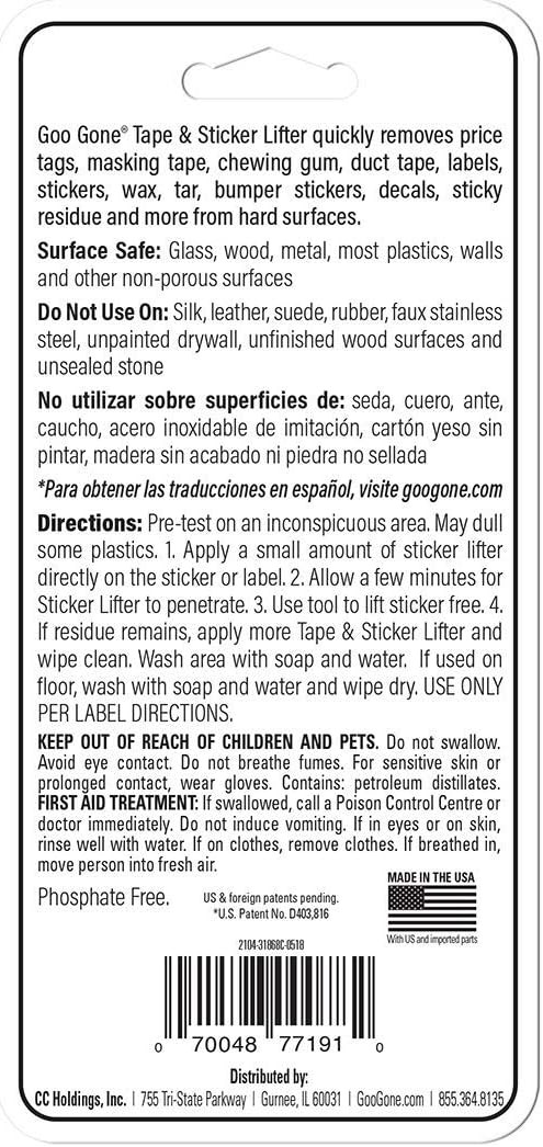 Goo Gone Sticker Lifter - Adhesive & Sticker Remover - 2 Ounce - Citrus Power Removes Stickers Tape Labels Decals Tags And Gum