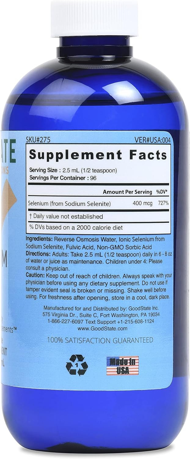 Good State | Liquid Ionic Selenium | Superior Cellular Absorption | Boosts Immune System | Helps Break Down And Reduce Toxic Metals | 96 Servings | 8 Fl Oz