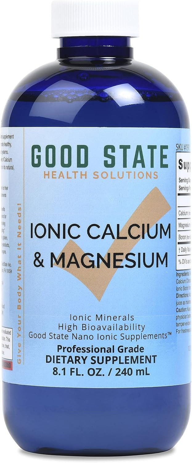 Good State Liquid Ionic Calcium And Magnesium (72 Mg Calcium Elemental, 63 Mg Magnesium Elemental, 500 Mcg Boron Elemental - 8 Fl Oz)