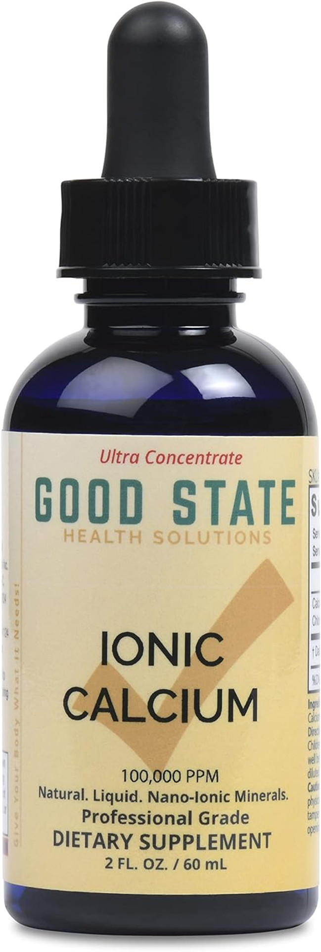 Good State Liquid Ionic Calcium Ultra Concentrate - 10 Drops Equals 50 Mg - 100 Servings Per Bottle 1.6Fl. Oz