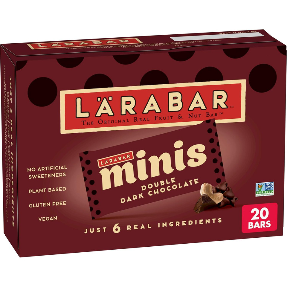 Larabar Double Dark Chocolate Mini Bars, Gluten Free Vegan Bars, 20 Ct