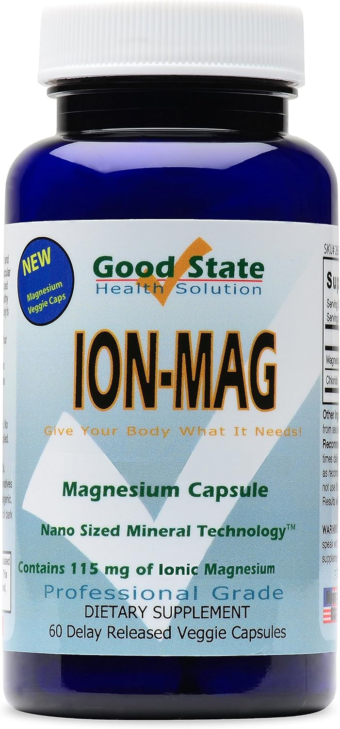 Good State| Ion-Mag | Ionic Magnesium | Nano Sized Mineral Technology | Supports Healthy Breathing & Cardiovascular Health | 115 Mg Per Serving | 60 Capsules