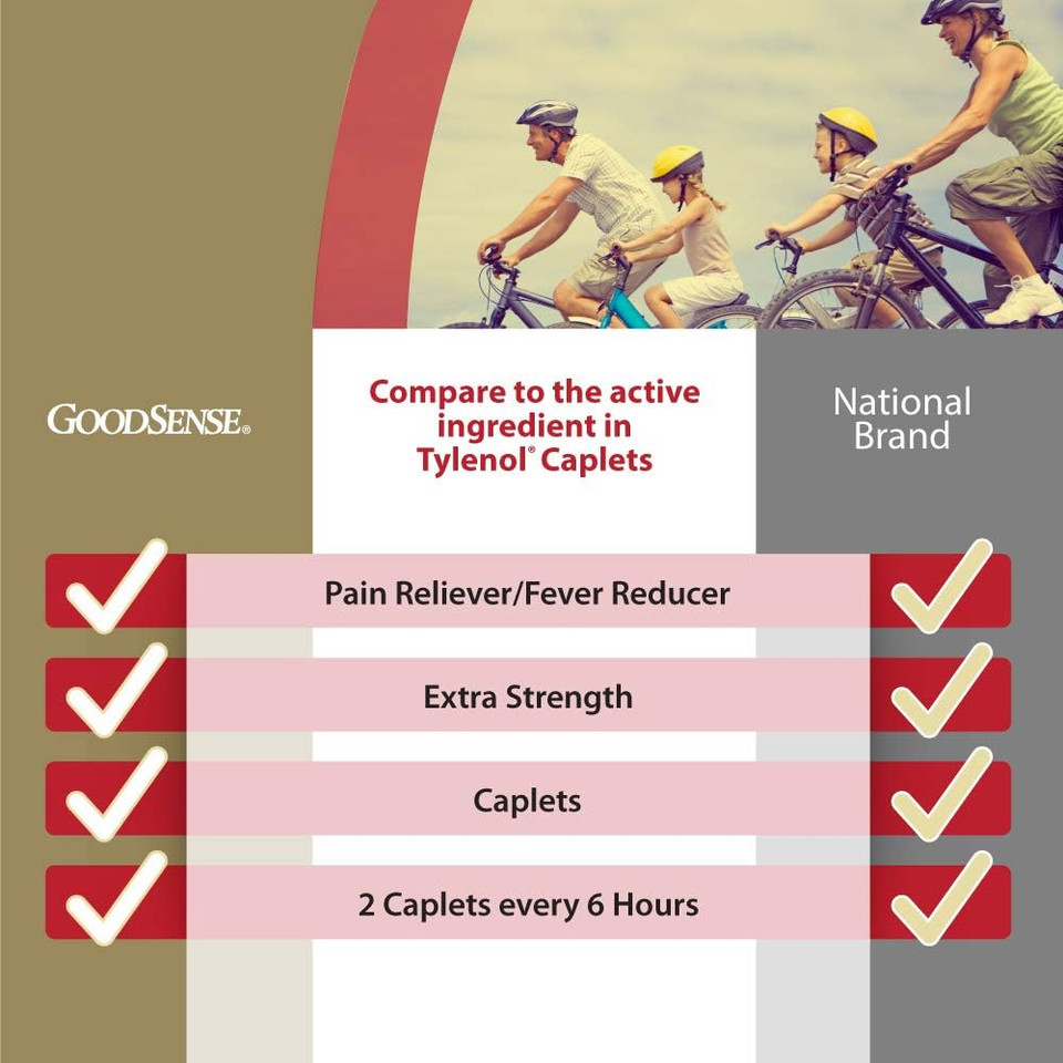 Goodsense Extra Strength Pain Relief, Acetaminophen Caplets, 500 Mg, 100 Count