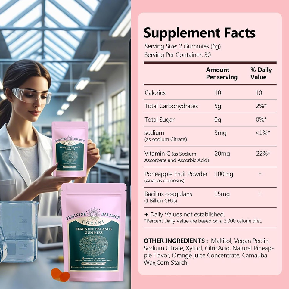 Gorani Feminine Balance Gummies  Probiotic Support For WomenS Intimate Health, Premium Balance Gummies, Ph Balance & Immune Boost  Vegan & Low Sugar