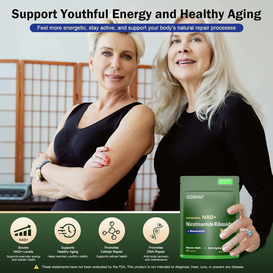 Gorani Nad+ Supplement 900Mg  Nicotinamide Riboside, Liposomal Resveratrol & Quercetin  Supports Cellular Energy & Antioxidant Health  80 Capsules