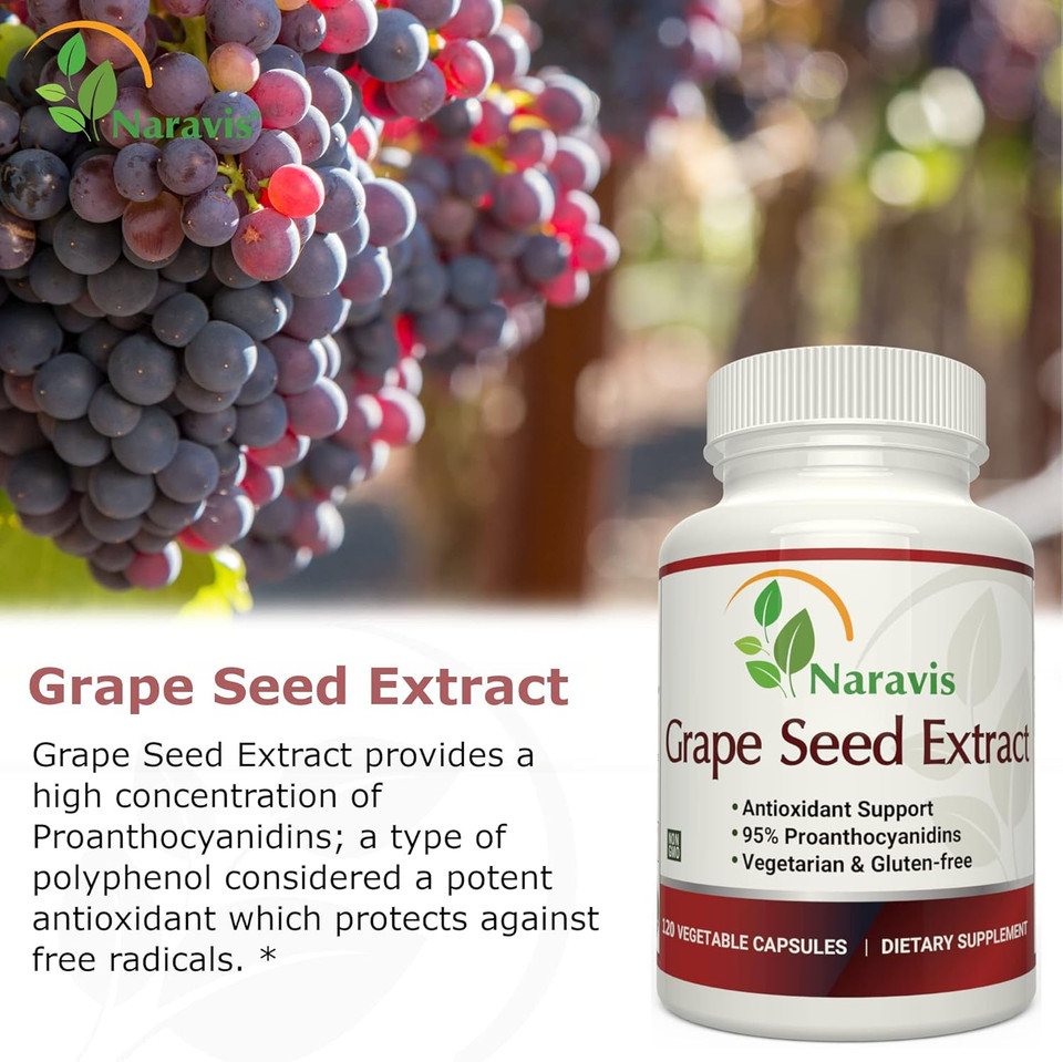 Grape Seed Extract 400Mg - 120 Vegetarian Capsules With 95% Proanthocyanidins - Natural Non-Gmo Antioxidant Supplement - Grapeseed Extract Capsules For Optimal Antioxidant Support