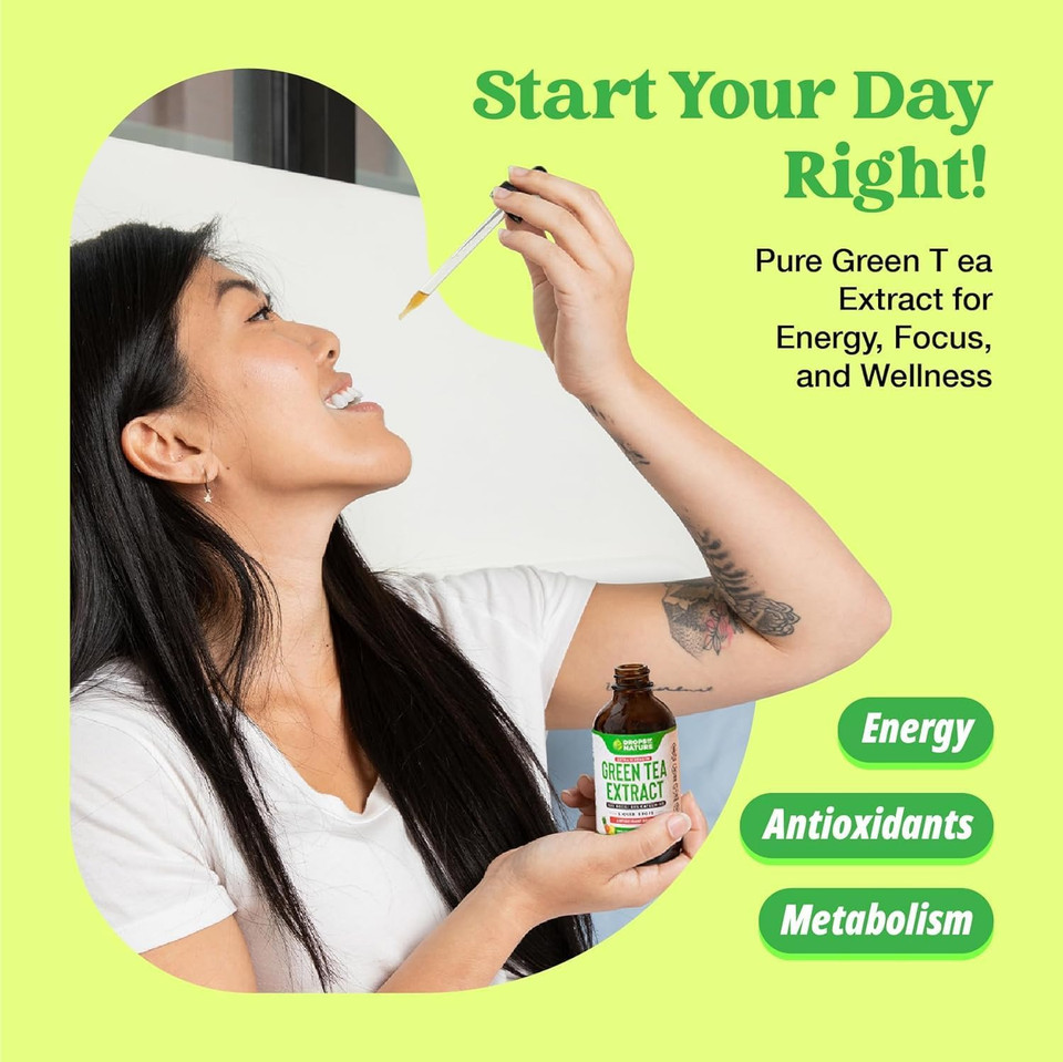 Green Tea 10:1 Extract 50% Egcg - Green Tea Liquid Drops - Vegan, 4X More Powerful Than Pills & Capsules - 2Oz Antioxidant & Immune Supplement - Skin, Heart Support, Brain Health & Memory Boost