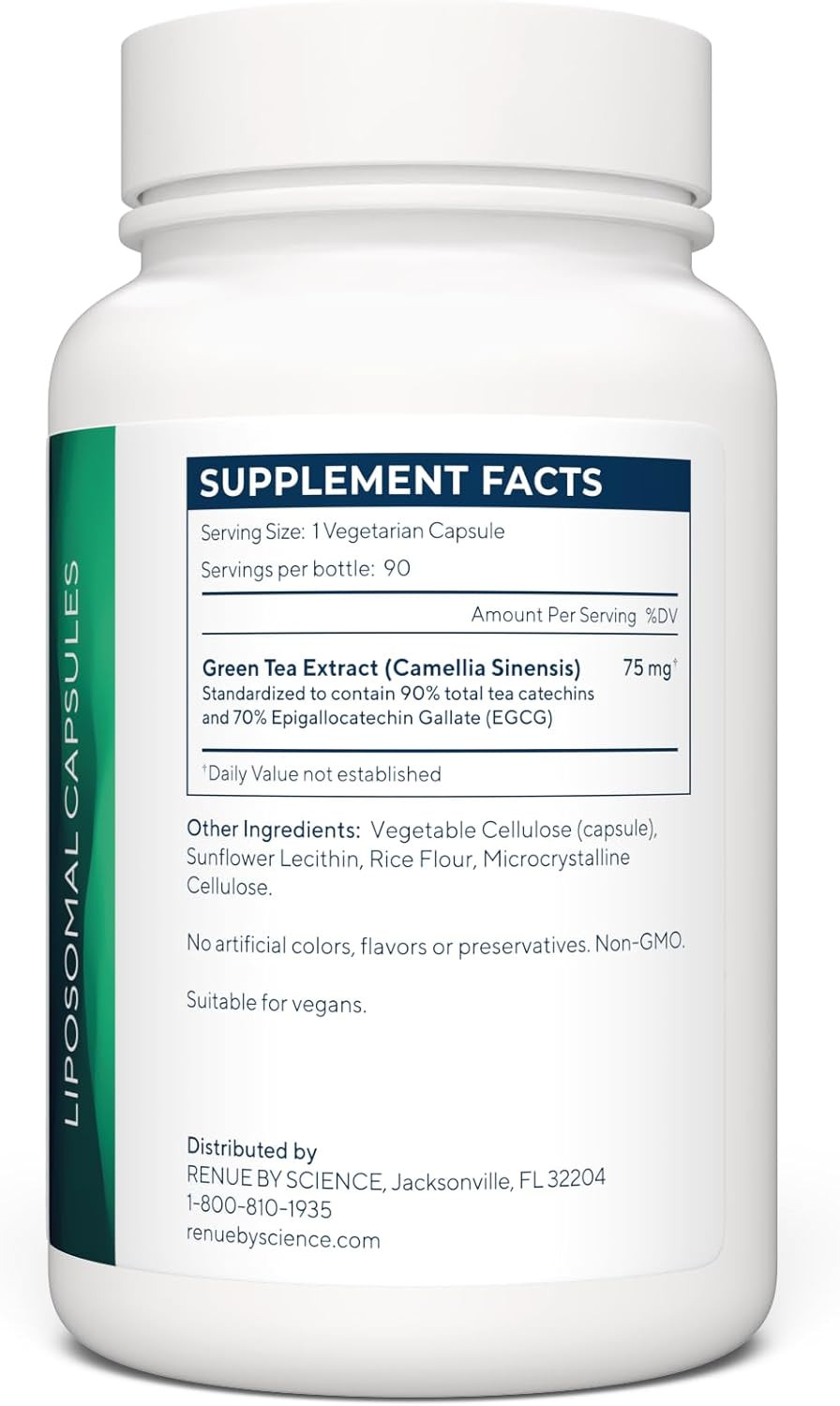 Green Tea Extract | High Strength Liposomal Supplement | 90 Capsules - 75Mg Green Tea Per Serving | Non-Gmo | Made In The Usa & Third-Party Tested