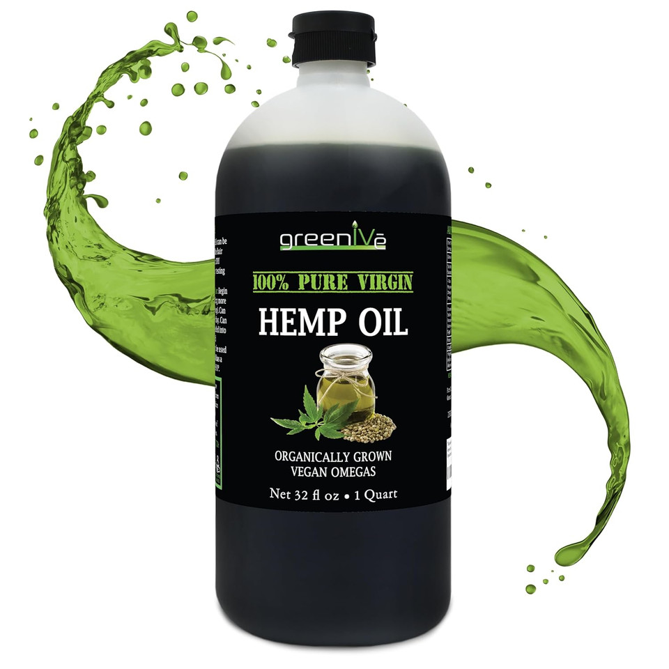 Greenive Organically Grown Hemp Oil 224,000Mg Glass Bottle Vegan Omegas 100% Pure Cold Pressed (8Oz)