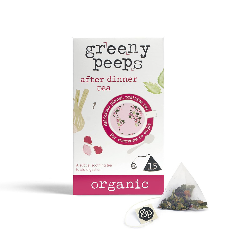 Greenypeeps After Dinner Tea - Organic Fennel Tea Bags With Ginger, Lime Tree Leaves, Rose Petals, Peppercorns And Cloves - A Subtle Calming Tea To Support Digestion - Fairtrade Certified - 15 Count