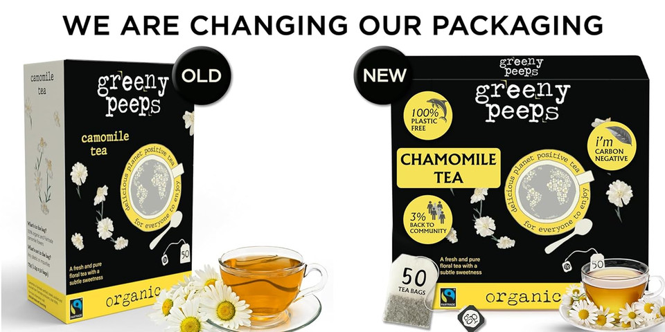 Greenypeeps Organic Chamomile Tea Bags Caffeine Free - Fresh And Pure Floral Infusion With Subtle Sweetness - Chamomile Herbal Tea Bags - Eco Friendly - Camomile Tea Non Caffeinated - 100 Ct