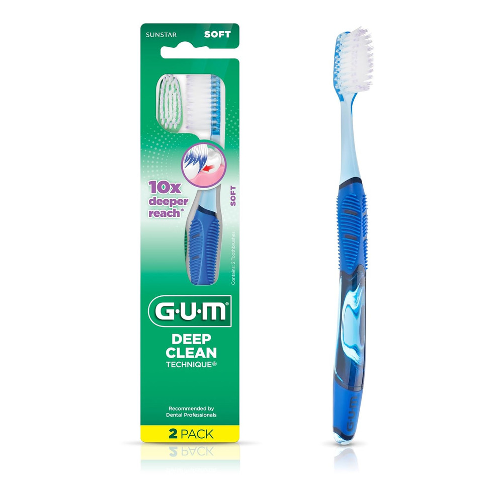 Gum Technique Deep Clean Toothbrush - Full Head - Soft Toothbrushes For Adults With Sensitive Gums - Extra Fine Bristles, 2 Count