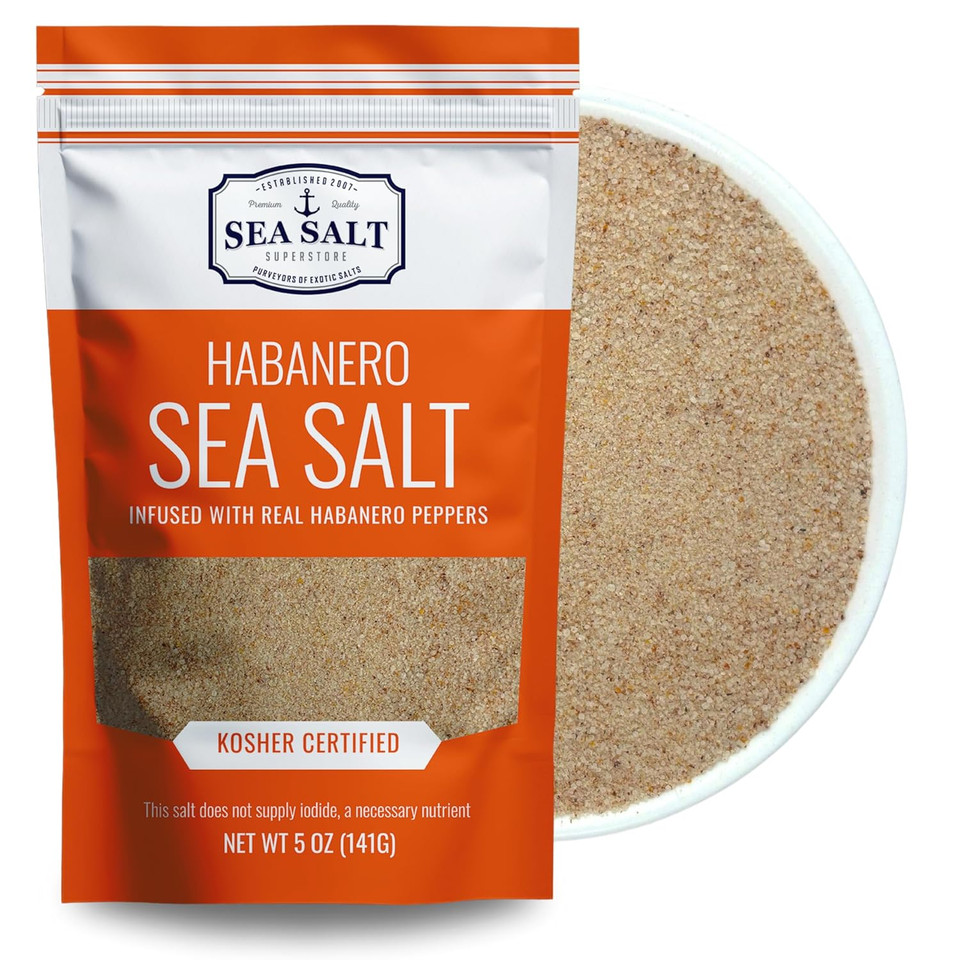 Habanero Sea Salt, Spicy Seasoning Salt Infused With Real Habaneros Peppers, Sal Picante De Habanero, 5 Oz Pouch