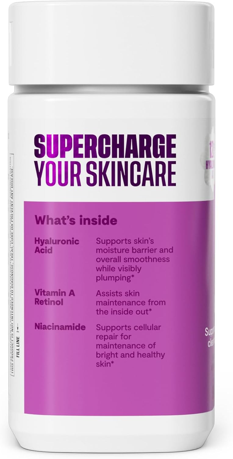 Habit Skin Glow, Supports Skin Health, Hyaluronic Acid, Vitamin A Retinol, Vitamin C & E, 60 Capsules