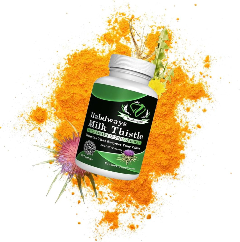 Halalways Milk Thistle Certified Halal Supplement Milk Thistle Liver Detox Supplement Gentle Herbal Liver Cleanse For Men & Women - Liver Health Support - Non-Gmo