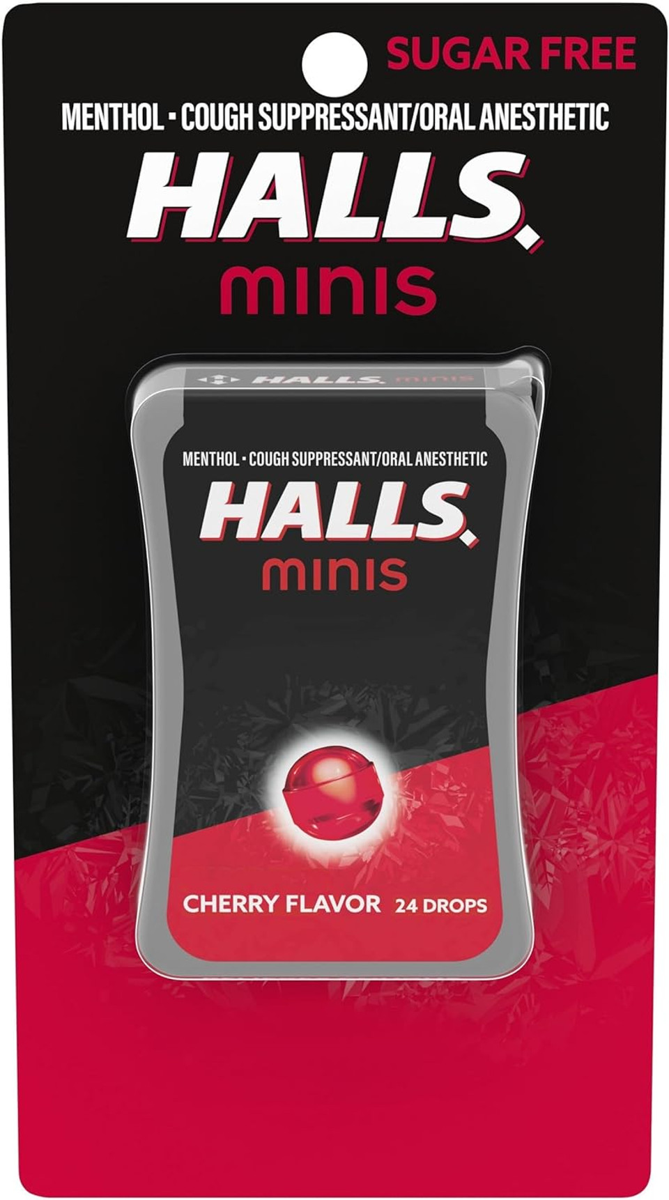 Halls Minis Cherry Flavor Sugar Free Cough Drops, 24 Drops