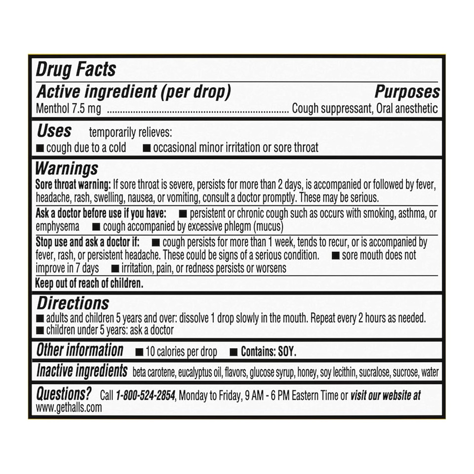 Halls Relief Honey Lemon Cough Drops, Bulk Cough Drops, 250 Drops