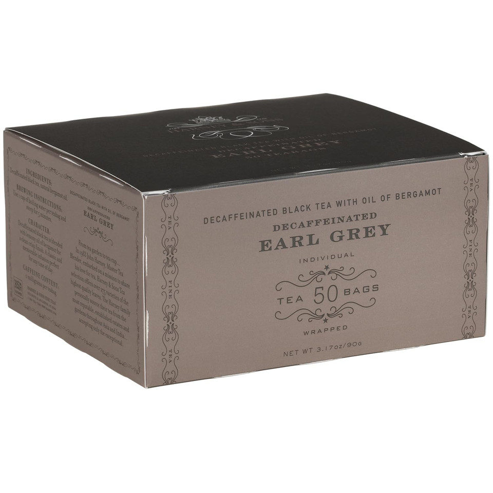 Harney & Sons Decaffeinated Earl Grey Tea Bags, Black Tea With Bergamot, 50 Count