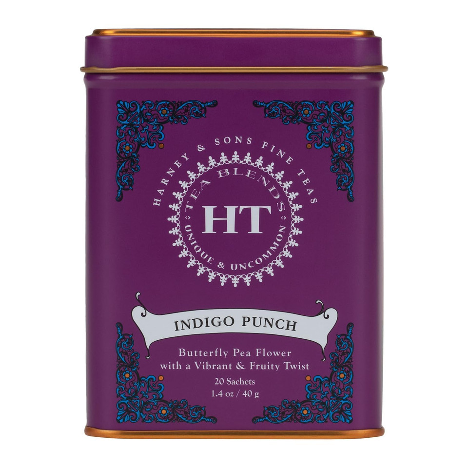 Harney & Sons Indigo Punch, Butterfly Pea Flower Tea With Fruity Flavors, Ht Line, 20 Sachets