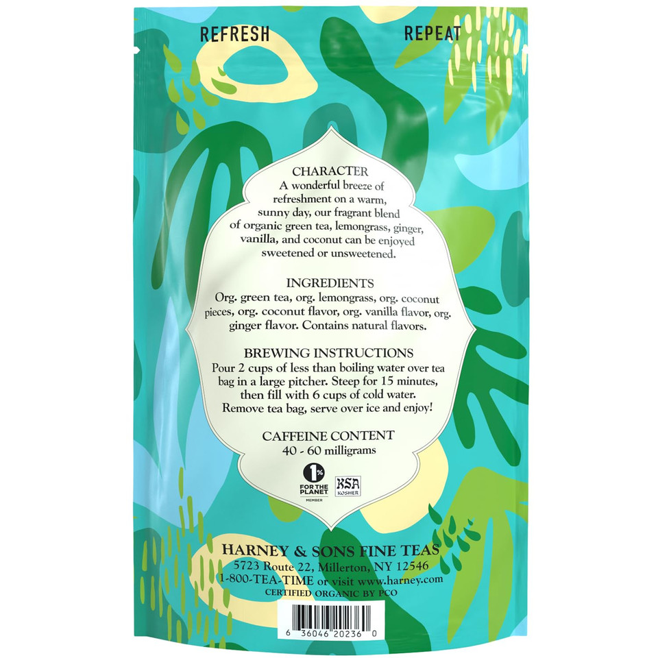Harney & Sons Organic Green With Citrus & Gingko Fresh Brew Iced Tea | 15Ct, Brews Up To 30 Quarts Of Iced Tea