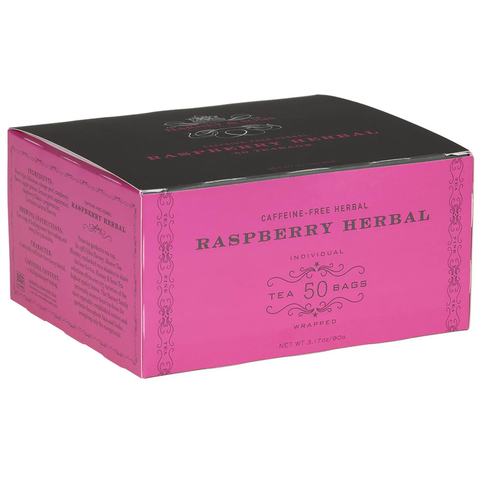 Harney & Sons Raspberry Tea, Caffiene Free Herbal, Red, 50 Count