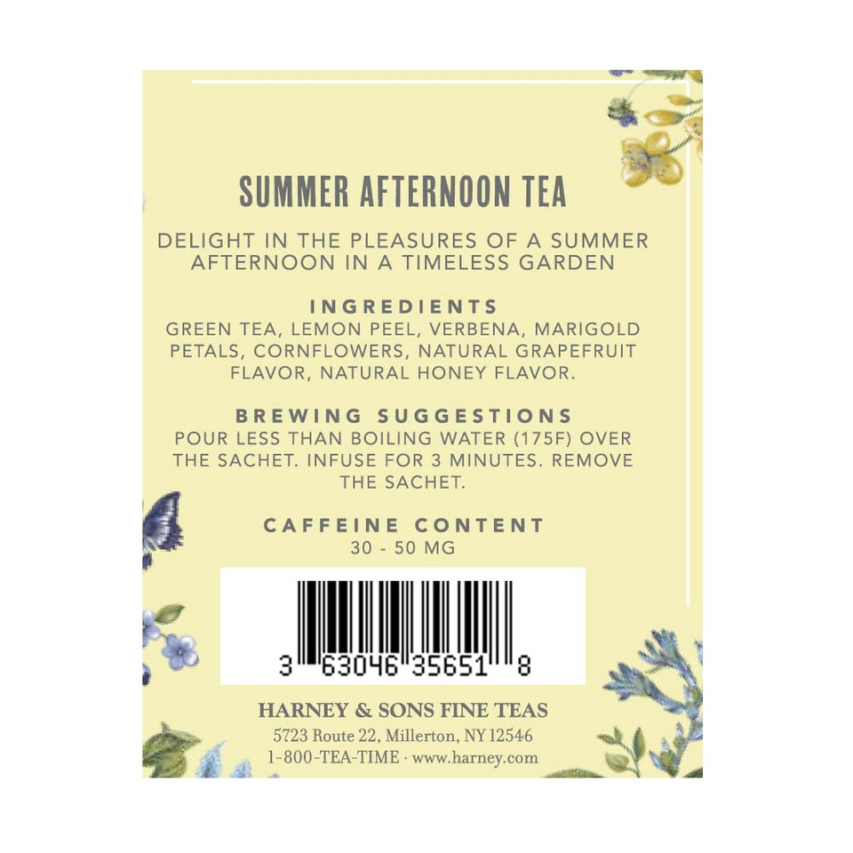 Harney & Sons Summer Afternoon Colonial Williamsburg Blend | Green Tea With Floral And Fruit Flavors