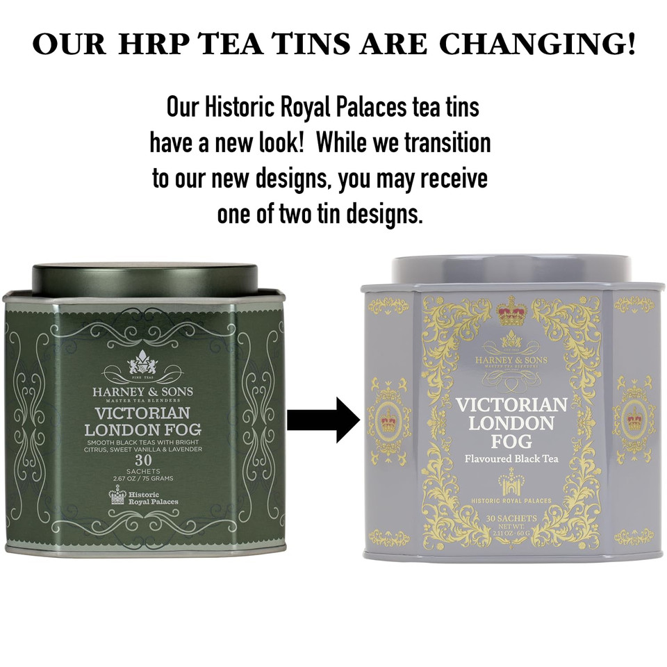 Harney & Sons Victorian London Fog Tea, Black And Oolong Tea With Citrus, Vanilla And Lavender | 30 Sachets, Historic Royal Palaces Collection