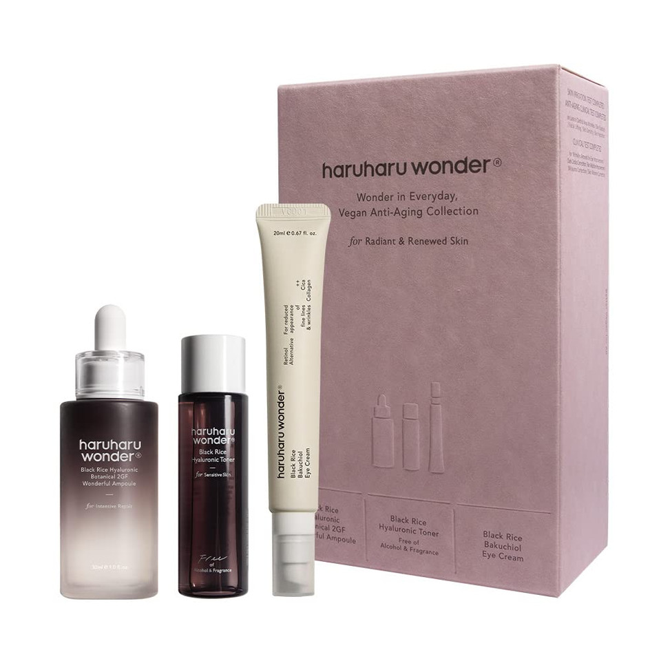 Haruharu Wonder Vegan Well-Aging Collection, Korean Skincare Set, Holiday Gift Set, Suitable For All Skin Types