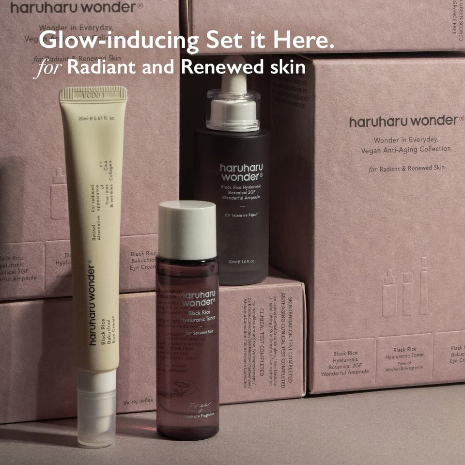 Haruharu Wonder Vegan Well-Aging Collection, Korean Skincare Set, Holiday Gift Set, Suitable For All Skin Types
