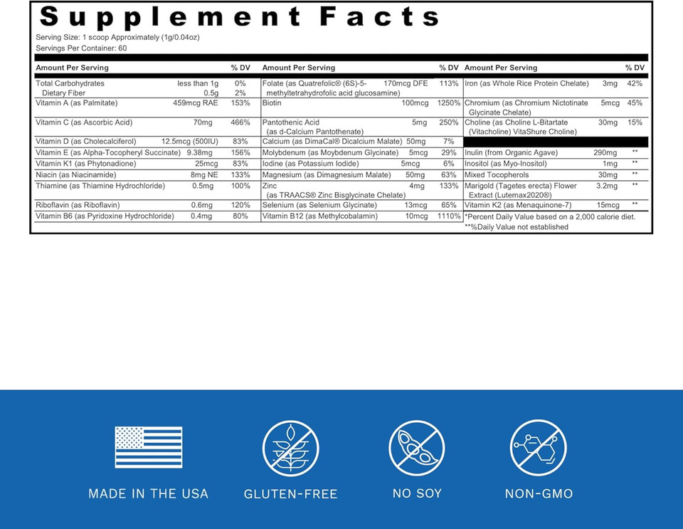 Head Start Multivitamin Powder | Essential Nutrients For Growing Children, Methylated B-Vitamins, Easy To Mix, No Flavors, Sweeteners, Or Preservatives | 60 Servings - 2.4 Oz