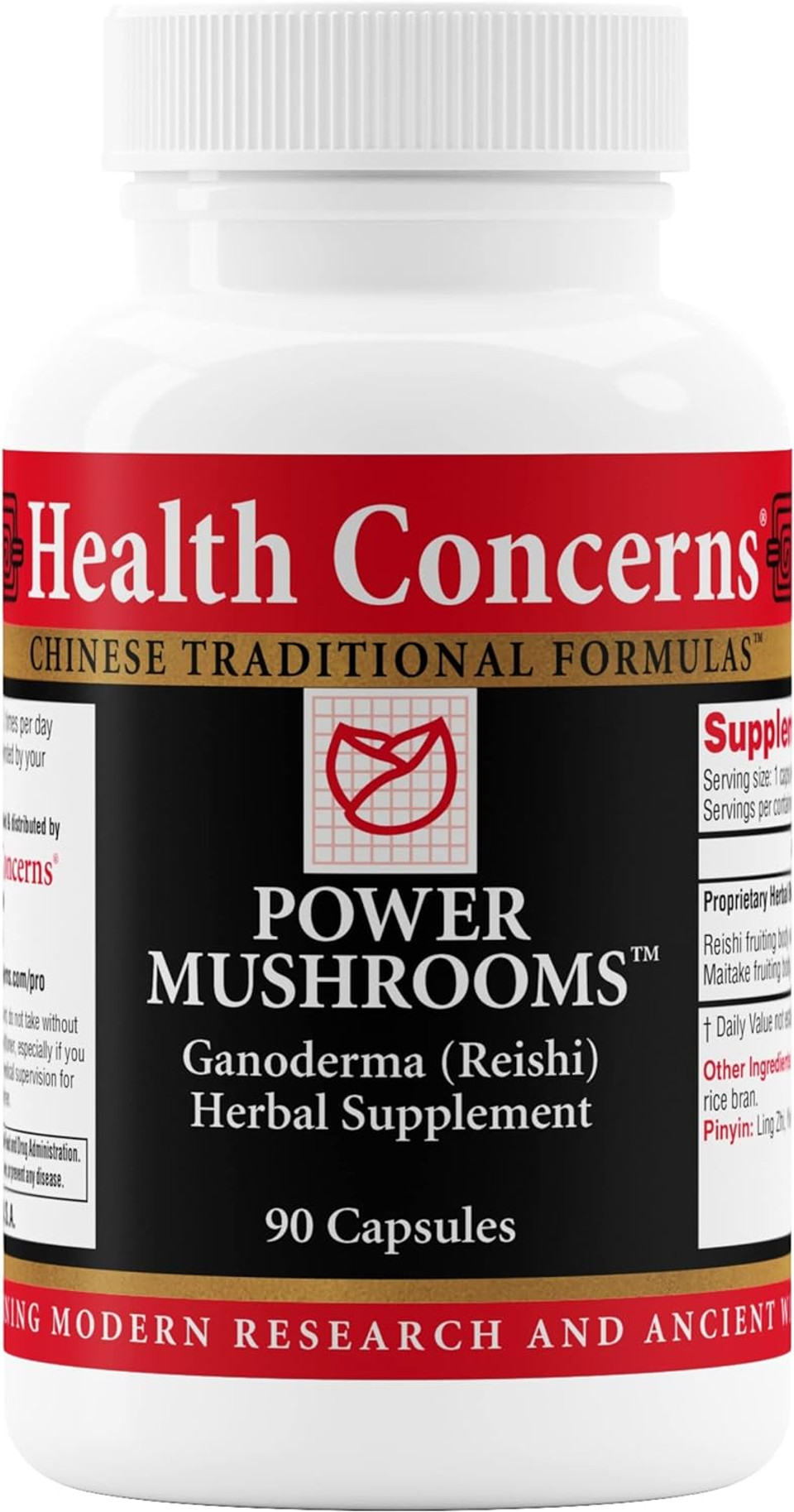 Health Concerns Power Mushrooms  Immune System & Natural Energy Support  Adaptogenic Mushroom Supplement With Reishi, Tremella, Maitake, Poria  Traditional Chinese Herbal Supplement - 90 Capsules