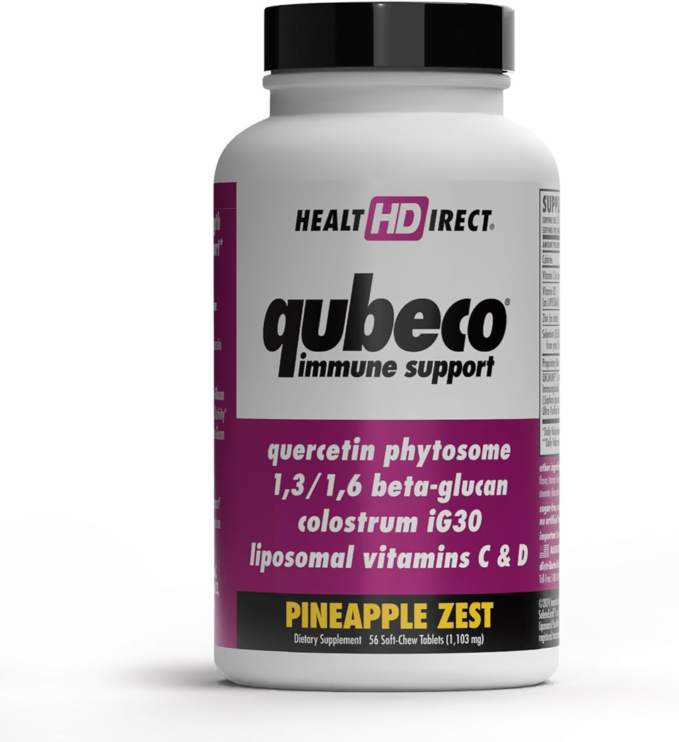 Health Direct - Qubeco Immune Primer Immune Support Supplement With Quercetin, Beta-Glucan, And Colostrum - Comprehensive Immune System Strengthener  56 Quick-Melt Tablets - Pineapple Zest