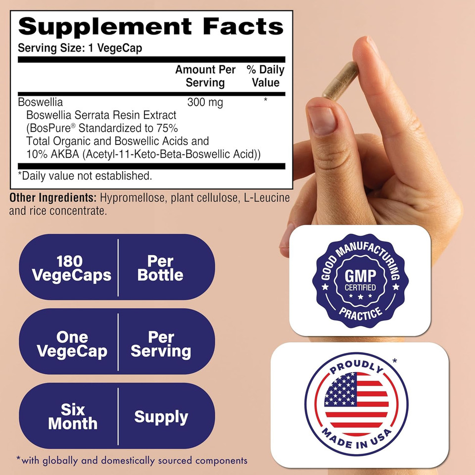 Health Thru Nutrition Boswellia 300Mg 60 Capsules As Bospure Akbamax | High Potency 75% Boswellic Acids 10% Akba | Healthy Mobility Support | Vegan Certified | Non-Gmo, Gluten Free, Soy Free