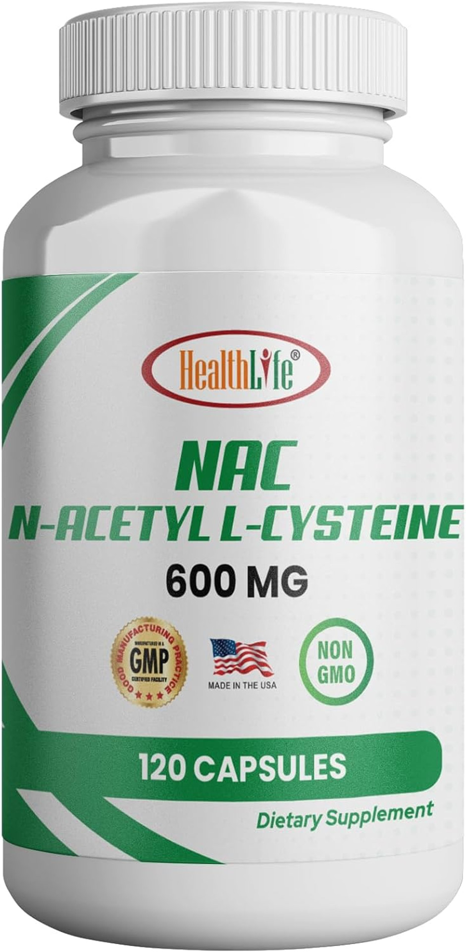 Healthlife N-Acetyl L-Cysteine (Nac) 600Mg, 120 Capsules - Non-Gmo, Gluten Free, 120 Servings