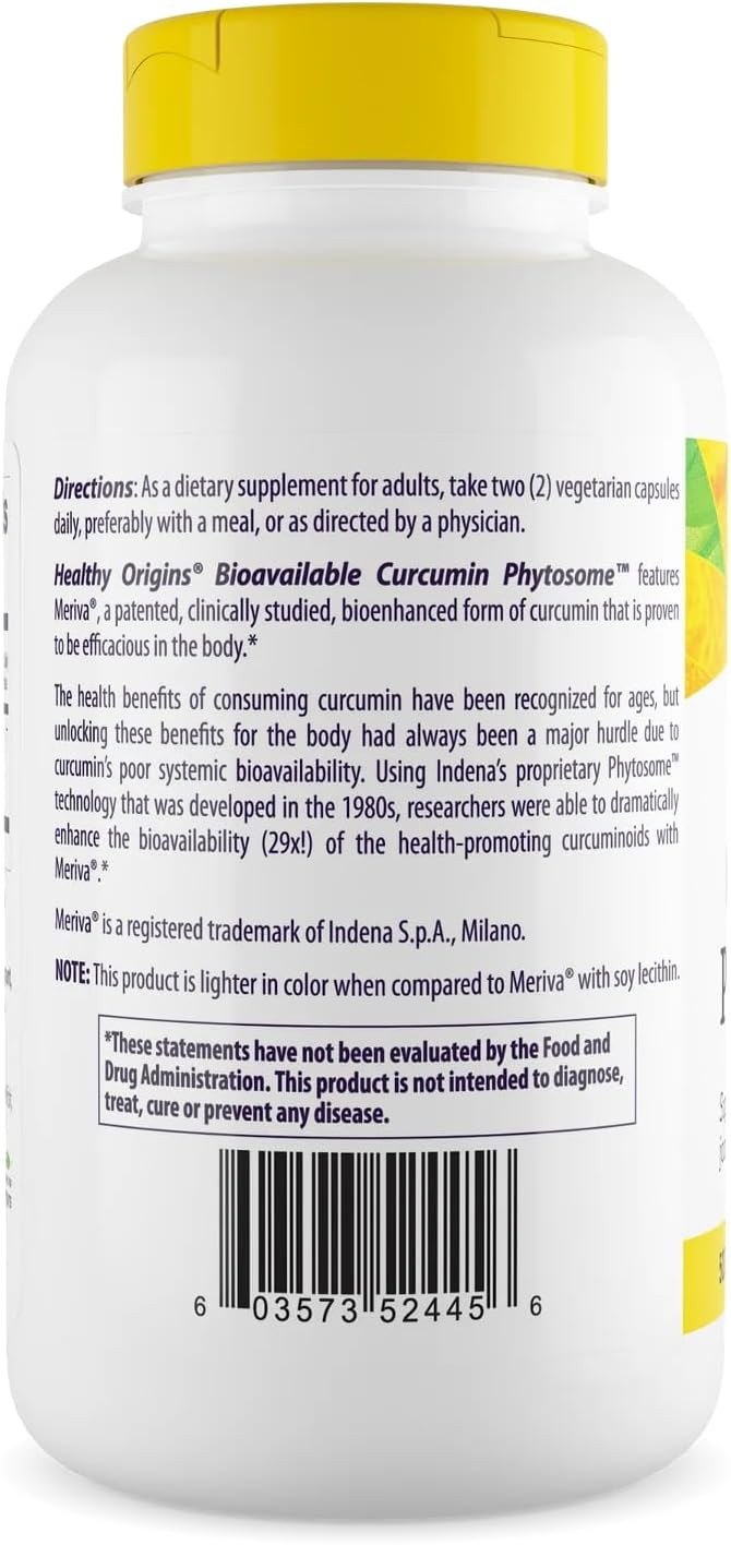 Healthy Origins Curcumin Phytosome (Featuring Meriva Sf) 500 Mg, Supports Health In Joints & Eyes, Non-Gmo, Vegan, 180 Veggie Capsules