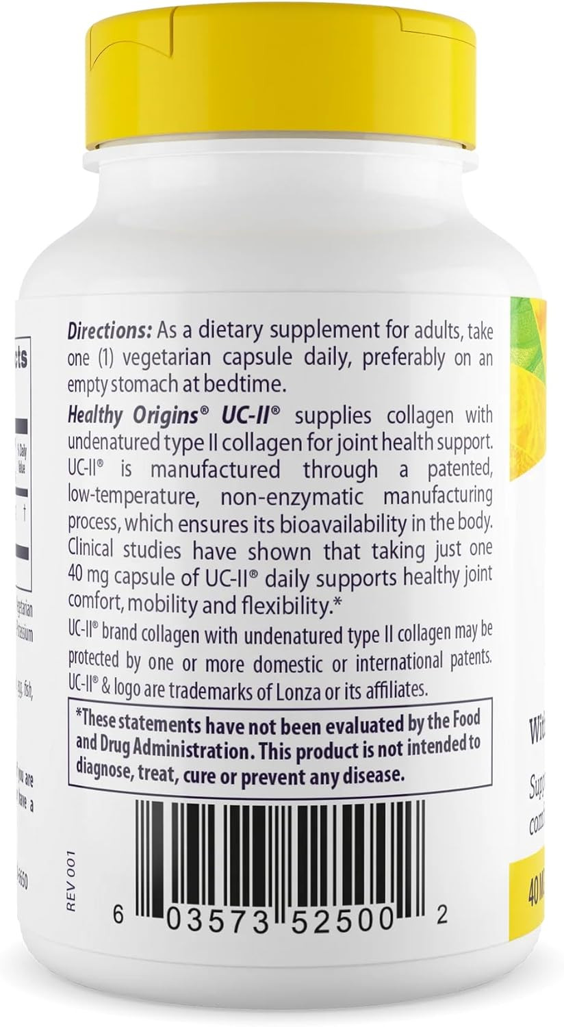 Healthy Origins Uc-Ii 40 Mg (Undenatured Type Ii Collagen, Non-Gmo, Gluten Free, Joint Support), 60 Veggie Caps