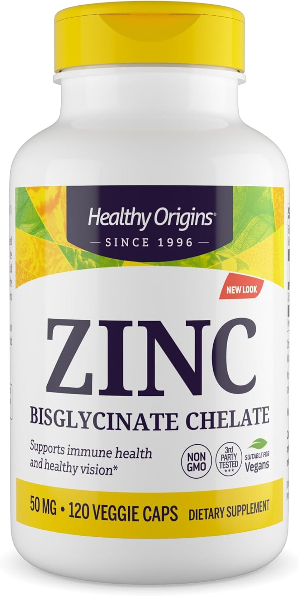 Healthy Origins Zinc Bisglycinate Chelate 50 Mg (Albion Minerals, Bioavailable, Non-Gmo, Gluten Free, Immune Support), 120 Veggie Caps